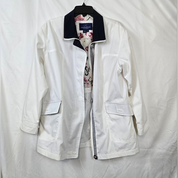 Mackintosh New England Jackets & Blazers - Mackintosh New England Women's White Navy Nautical Windbreaker Jacket S Vintage‎
